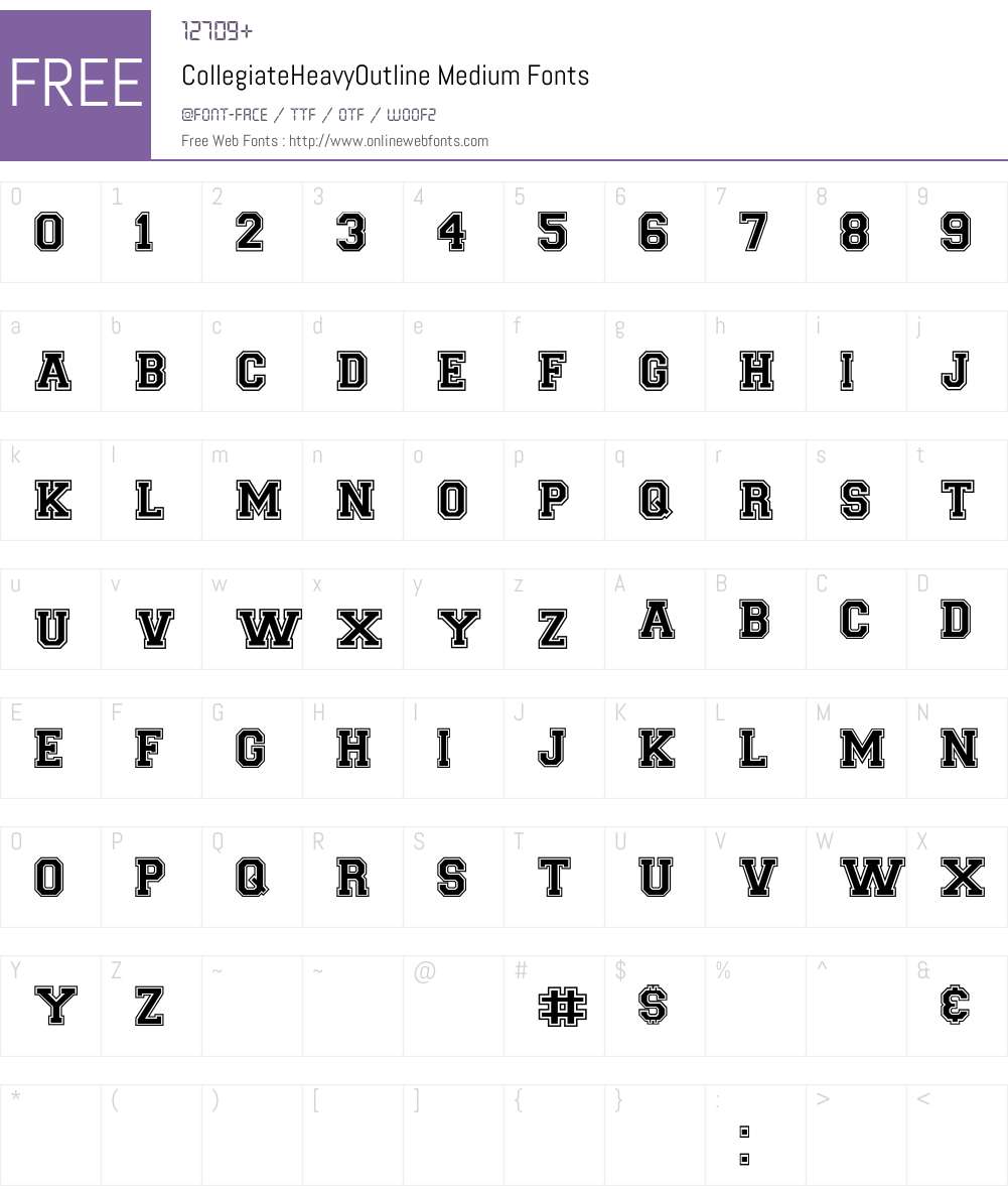 CollegiateHeavyOutline Font Screenshots