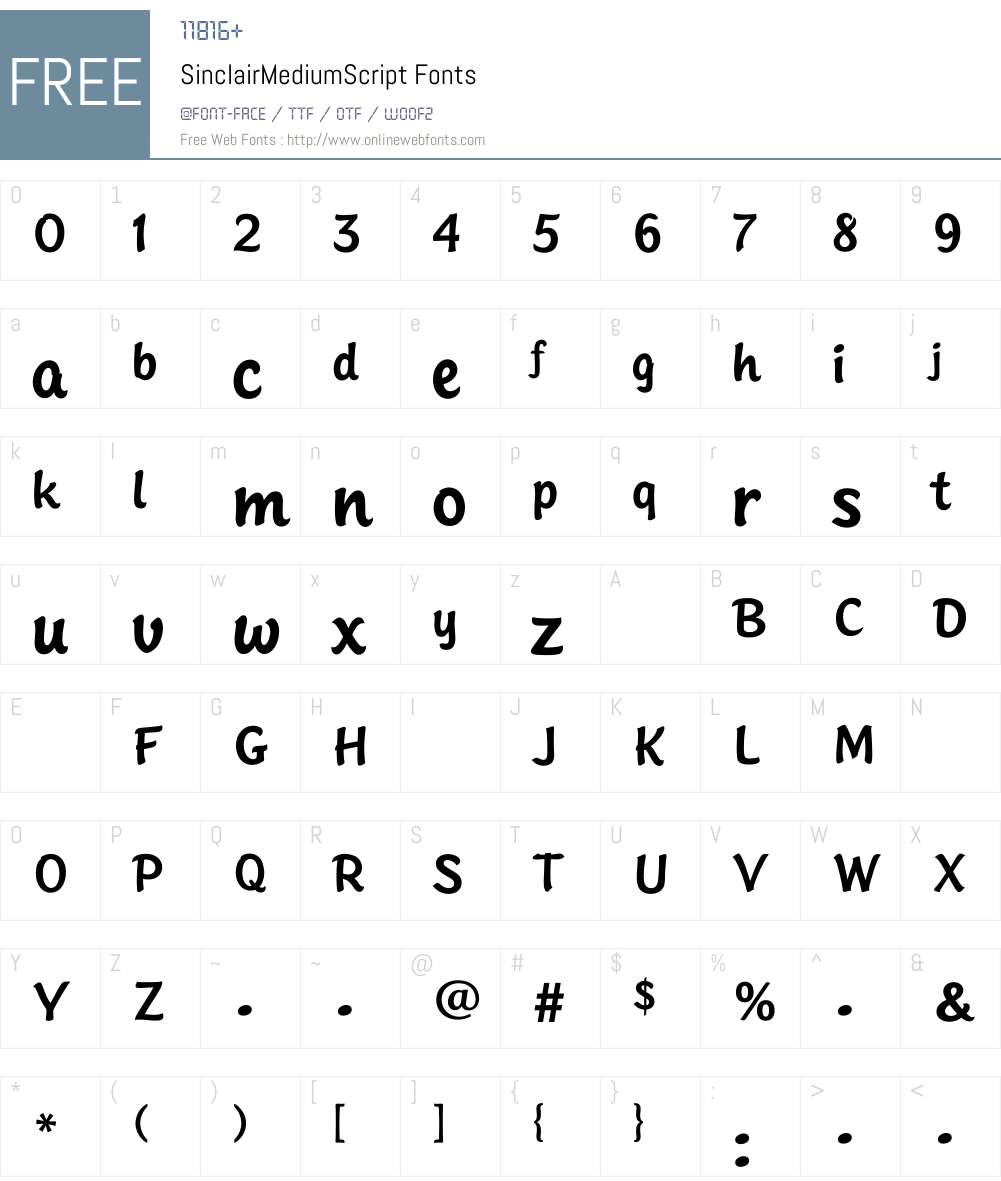 SinclairMediumScript Font Screenshots