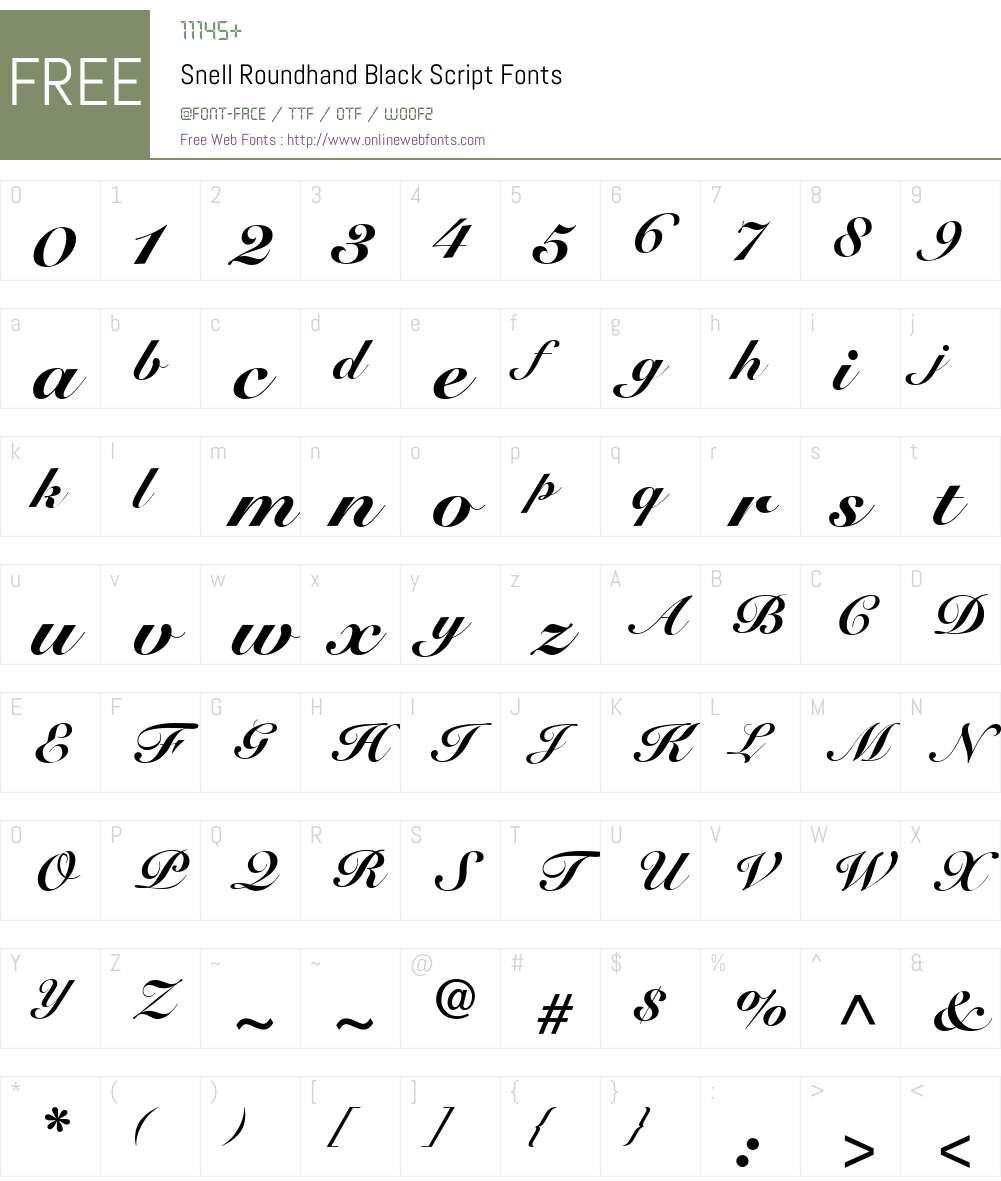 SnellRoundhand BlackScript Font Screenshots