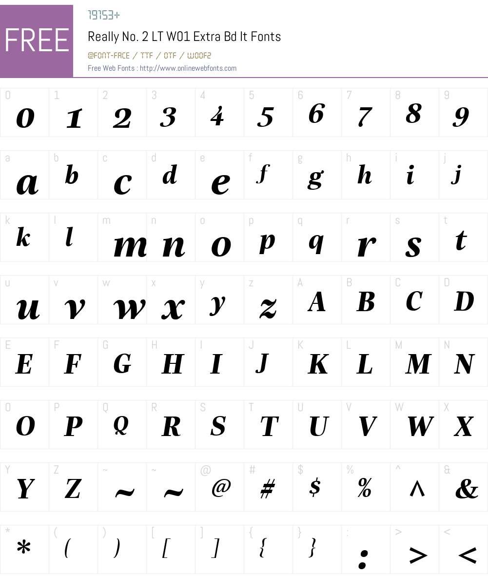 ReallyNo.2LTW01-ExtraBdIt Font Screenshots