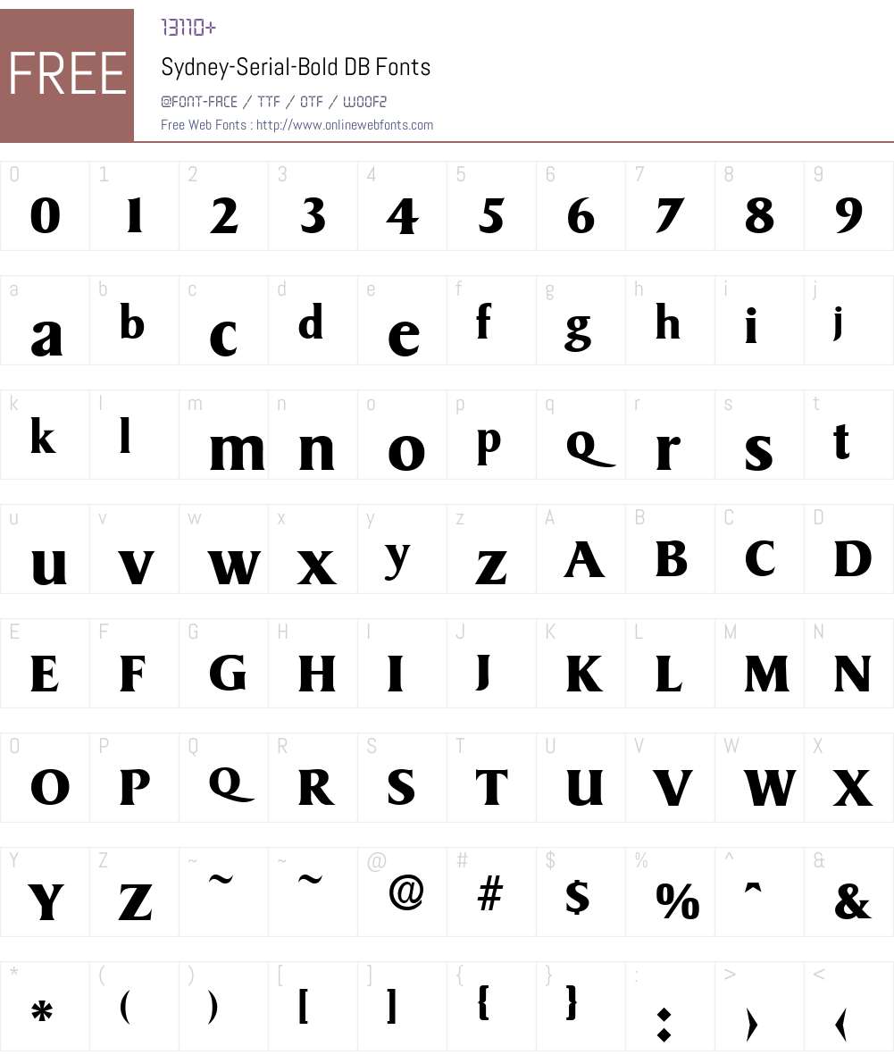 Sydney-Serial DB Font Screenshots