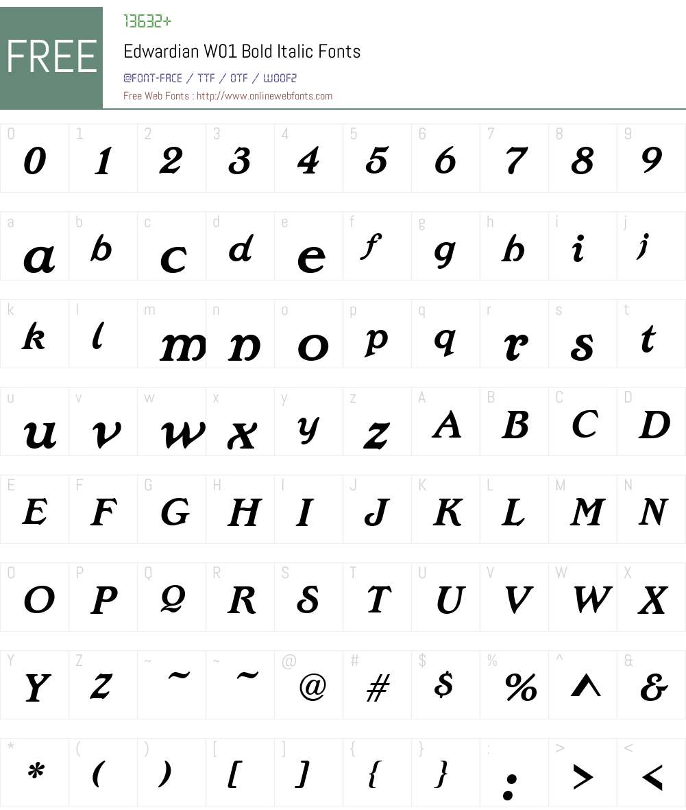 EdwardianW01-BoldItalic Font Screenshots