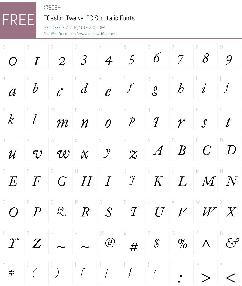 FCaslon Twelve ITC Std Font Screenshots