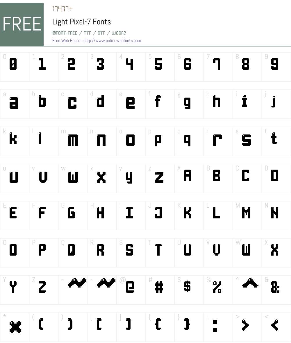Light Pixel-7 Font Screenshots