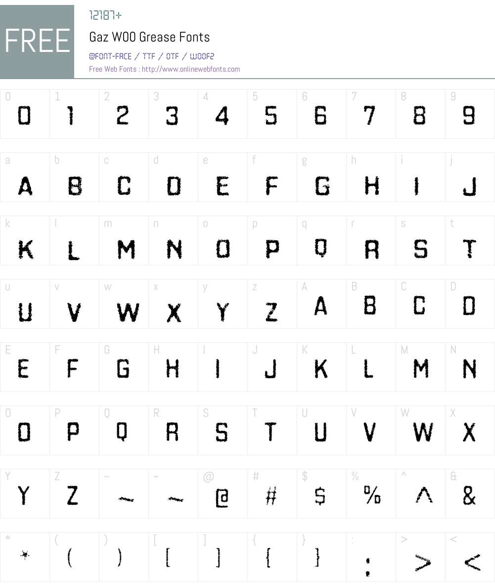 GazW00-Grease Font Screenshots