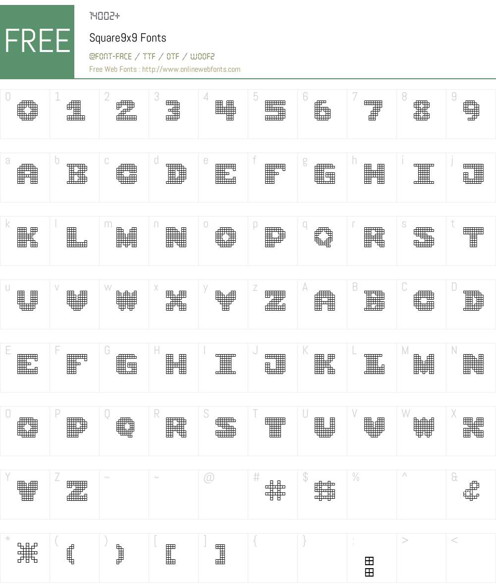 Square9x9 Font Screenshots