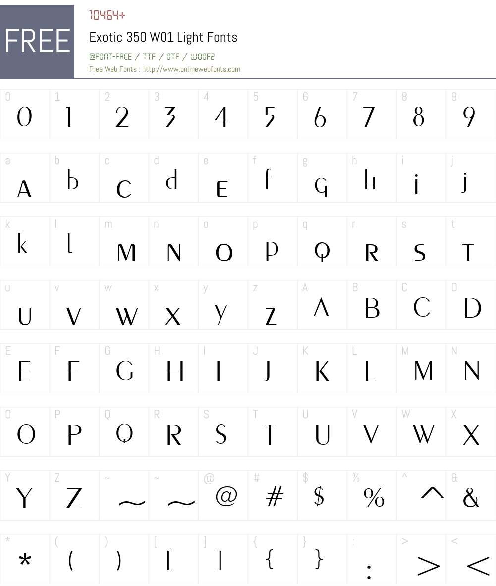 Exotic350W01-Light Font Screenshots