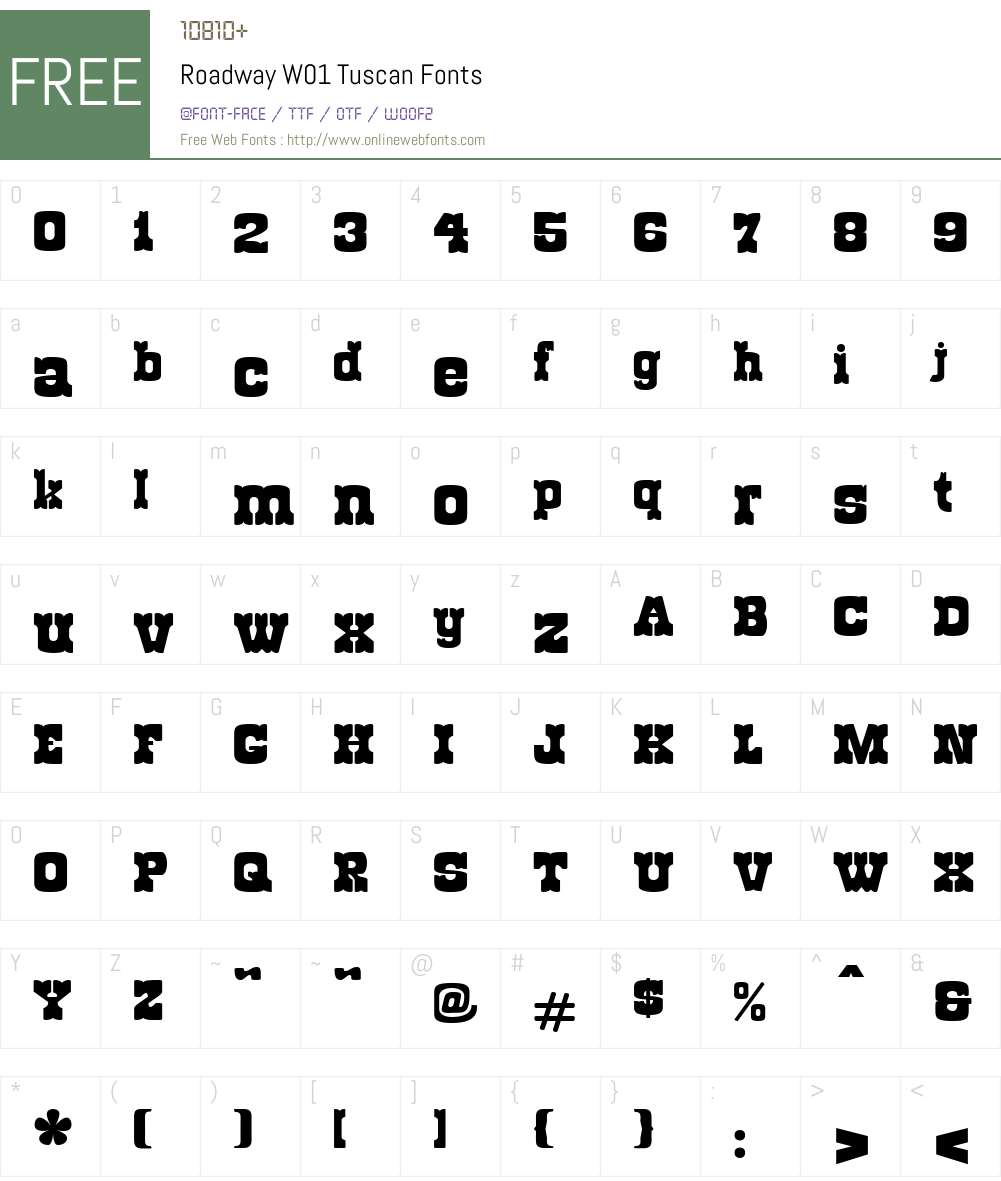 RoadwayW01-Tuscan Font Screenshots