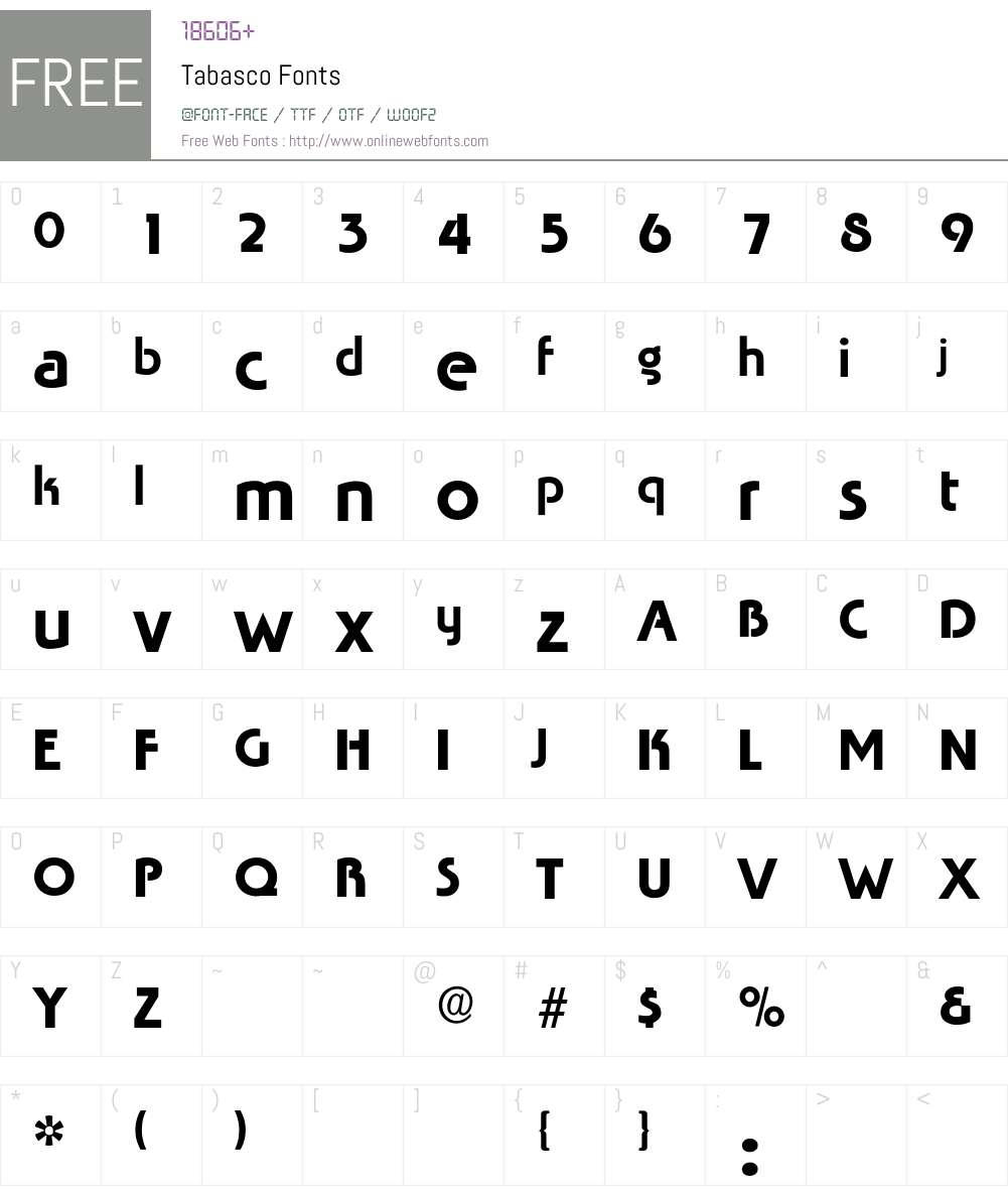 Tabasco Font Screenshots
