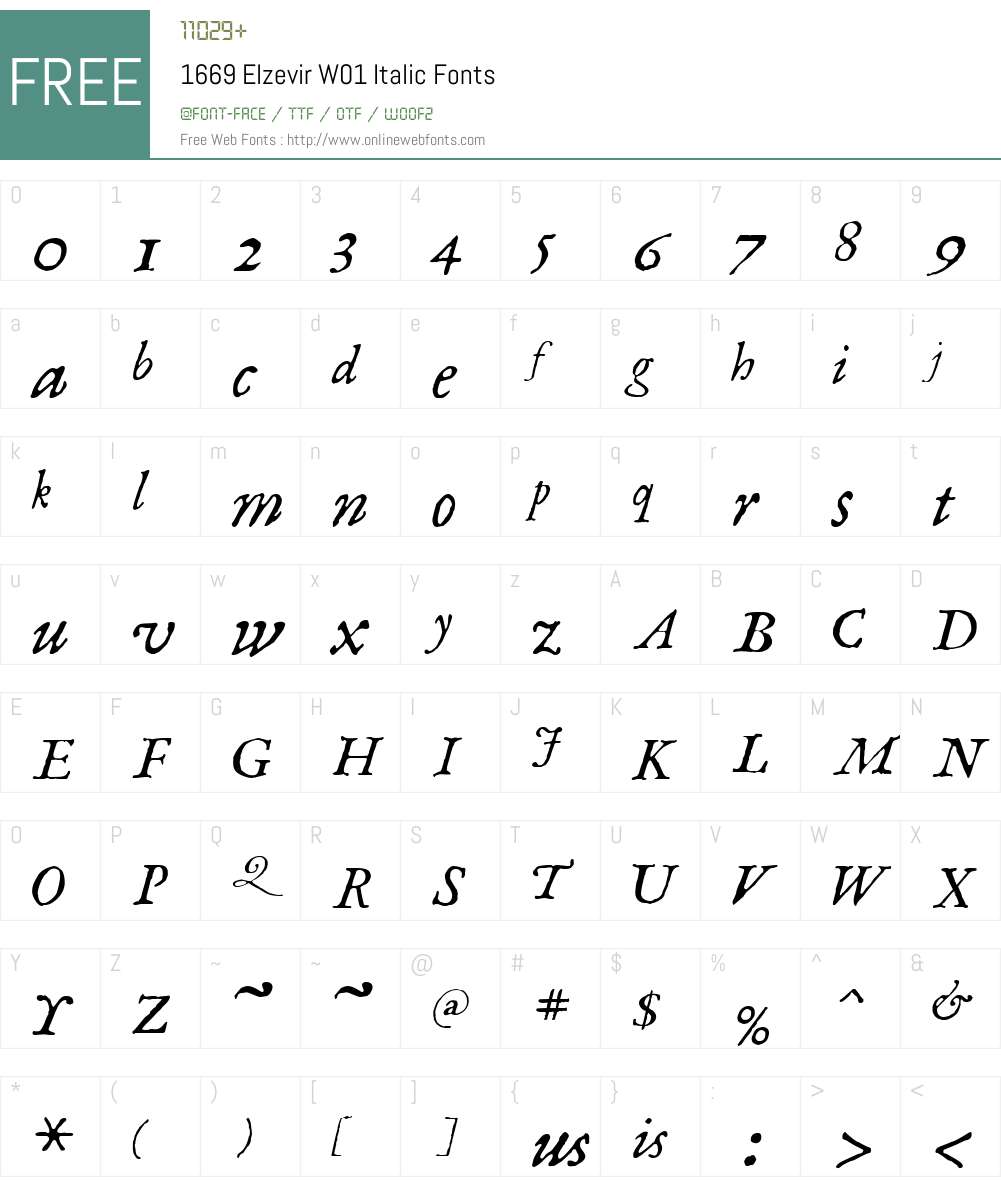 1669ElzevirW01-Italic Font Screenshots