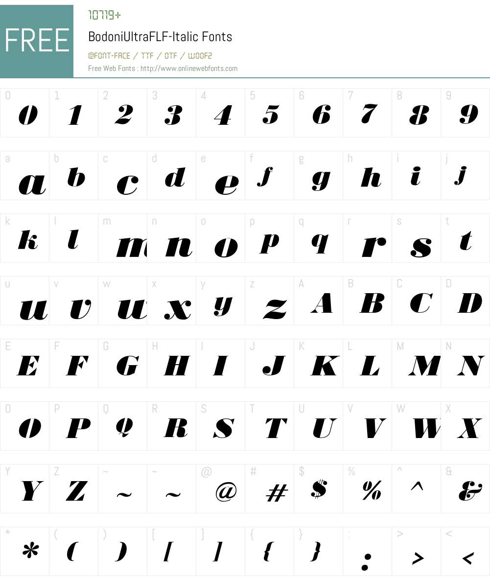 BodoniUltraFLF Font Screenshots
