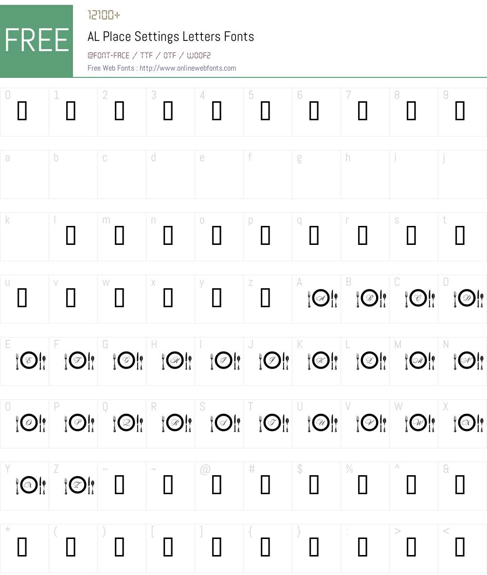 AL Place Settings Letters Font Screenshots