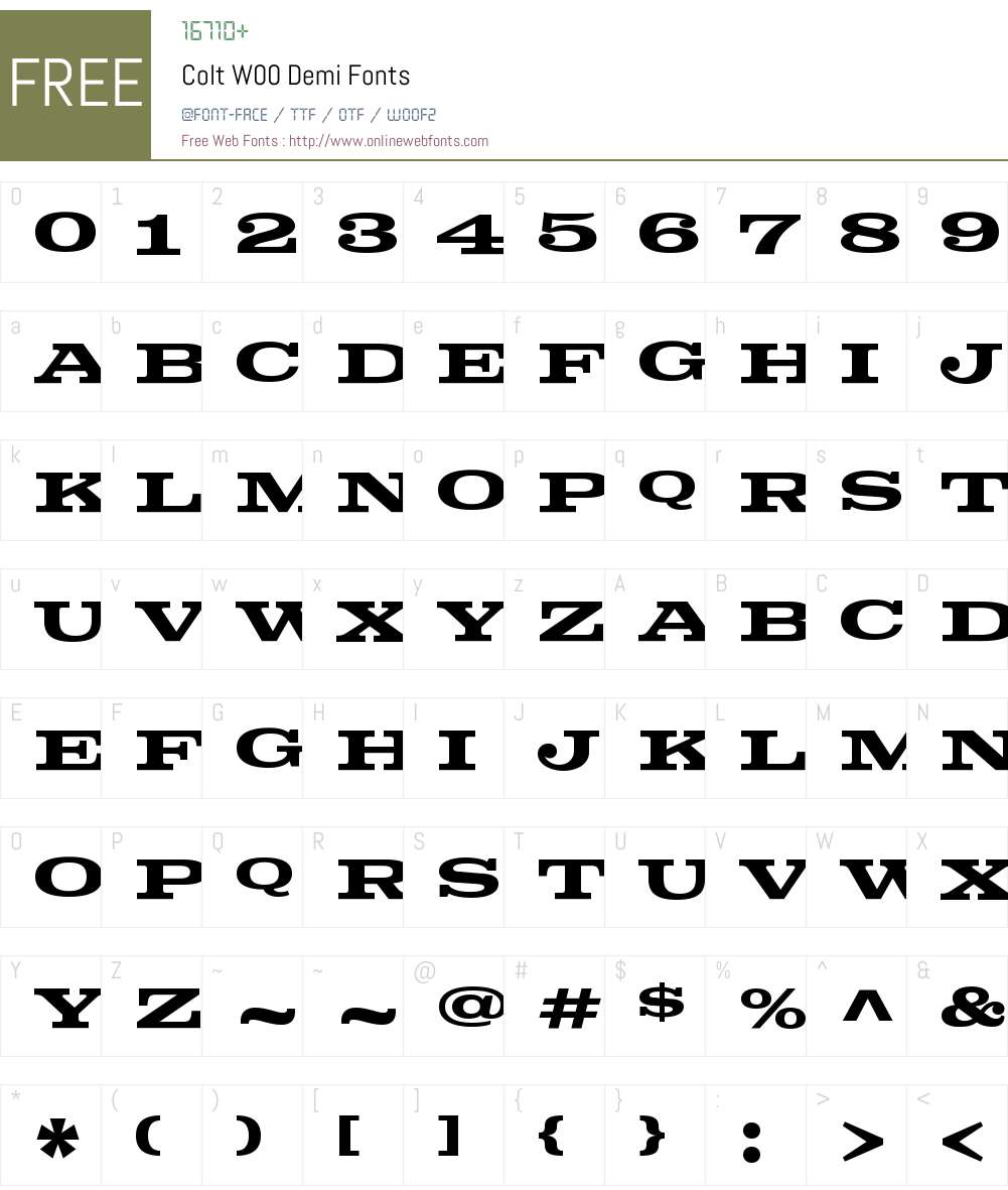 ColtW00-Demi Font Screenshots