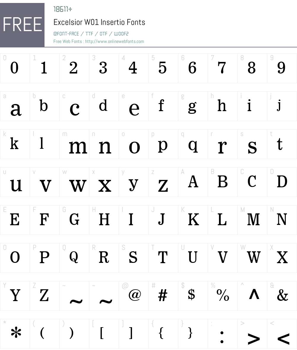ExcelsiorW01-Insertio Font Screenshots