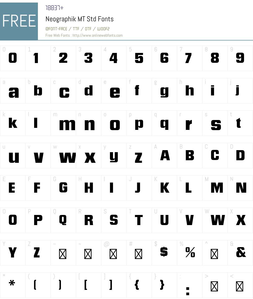 Neographik MT Std Font Screenshots