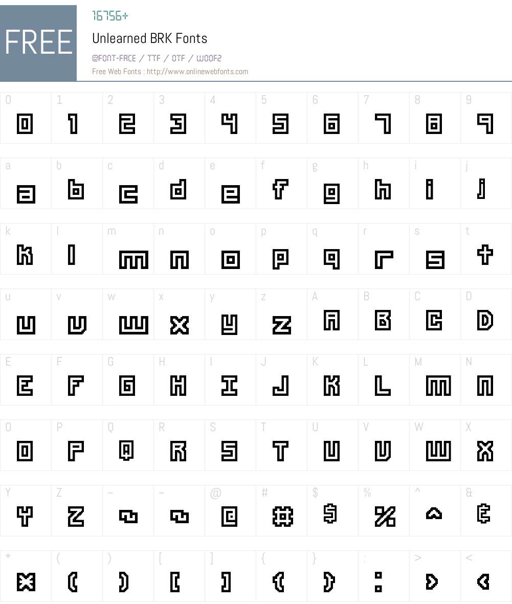 Unlearned BRK Font Screenshots