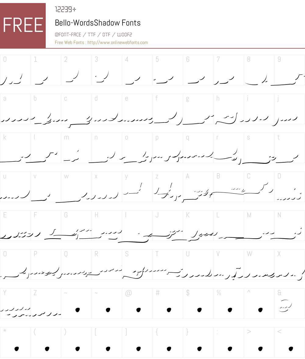 Bello Words Shadow Font Screenshots