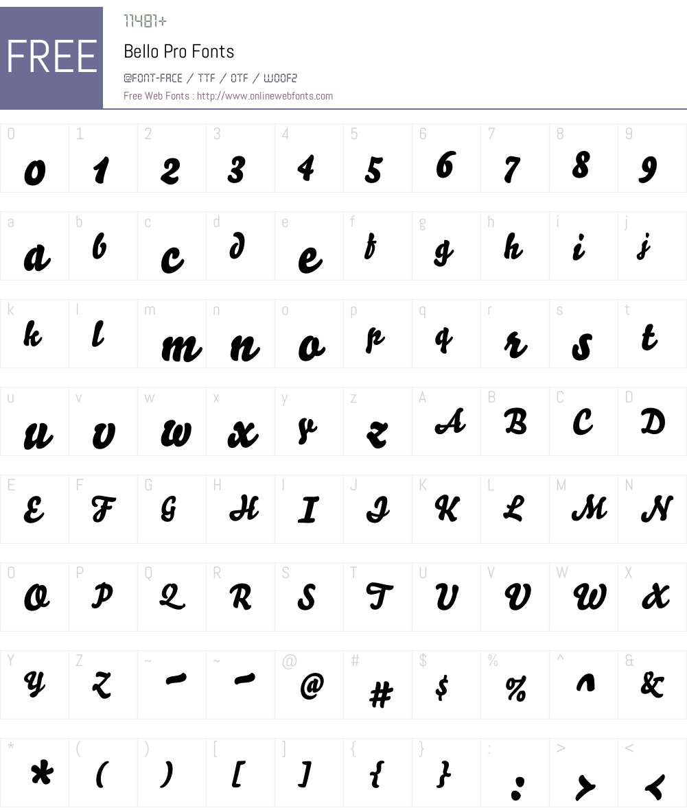 Bello Pro Font Screenshots