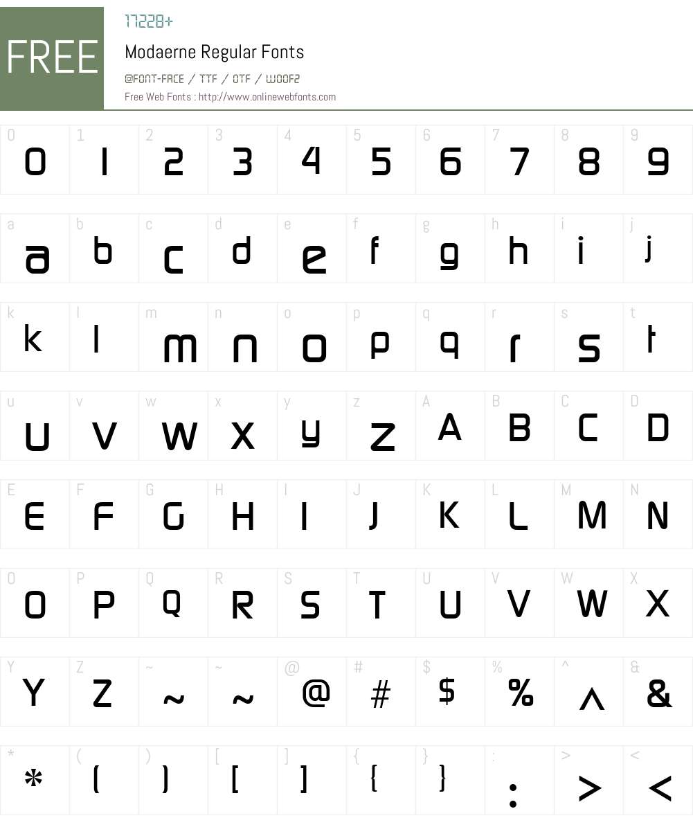 Modaerne Font Screenshots