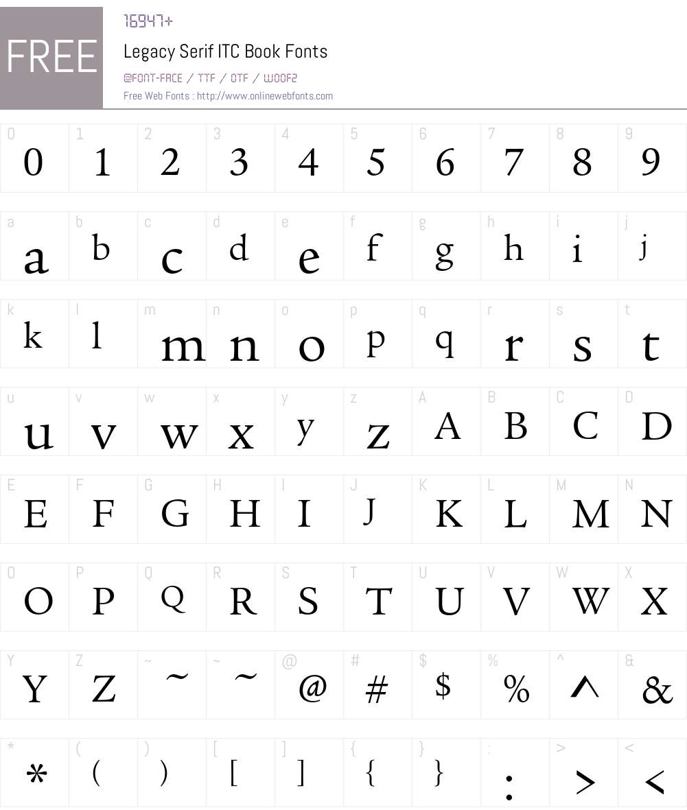 Legacy Serif ITC Font Screenshots