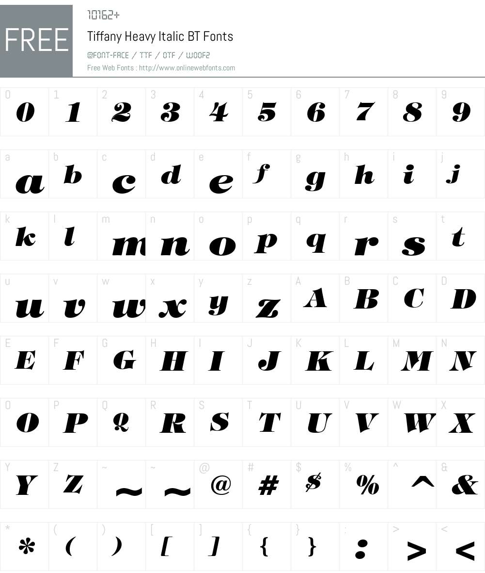 Tiffany HvIt BT Font Screenshots