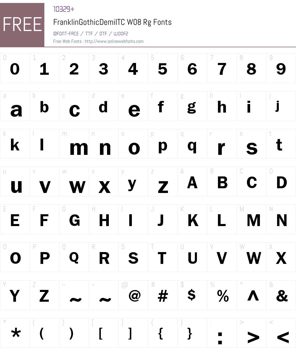 FranklinGothicDemiITCW08-Rg Font Screenshots
