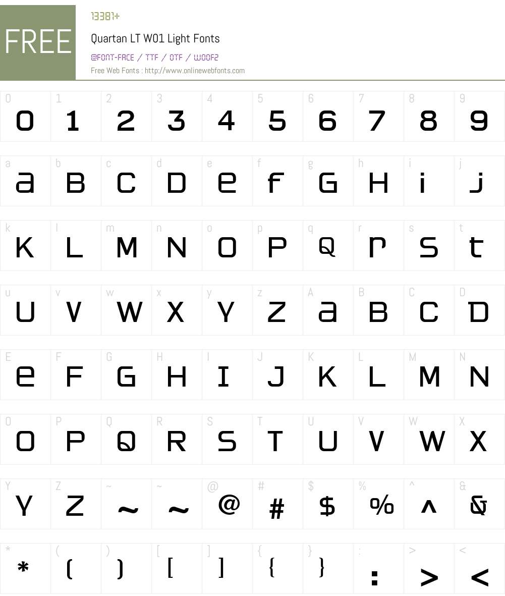 QuartanLTW01-Light Font Screenshots