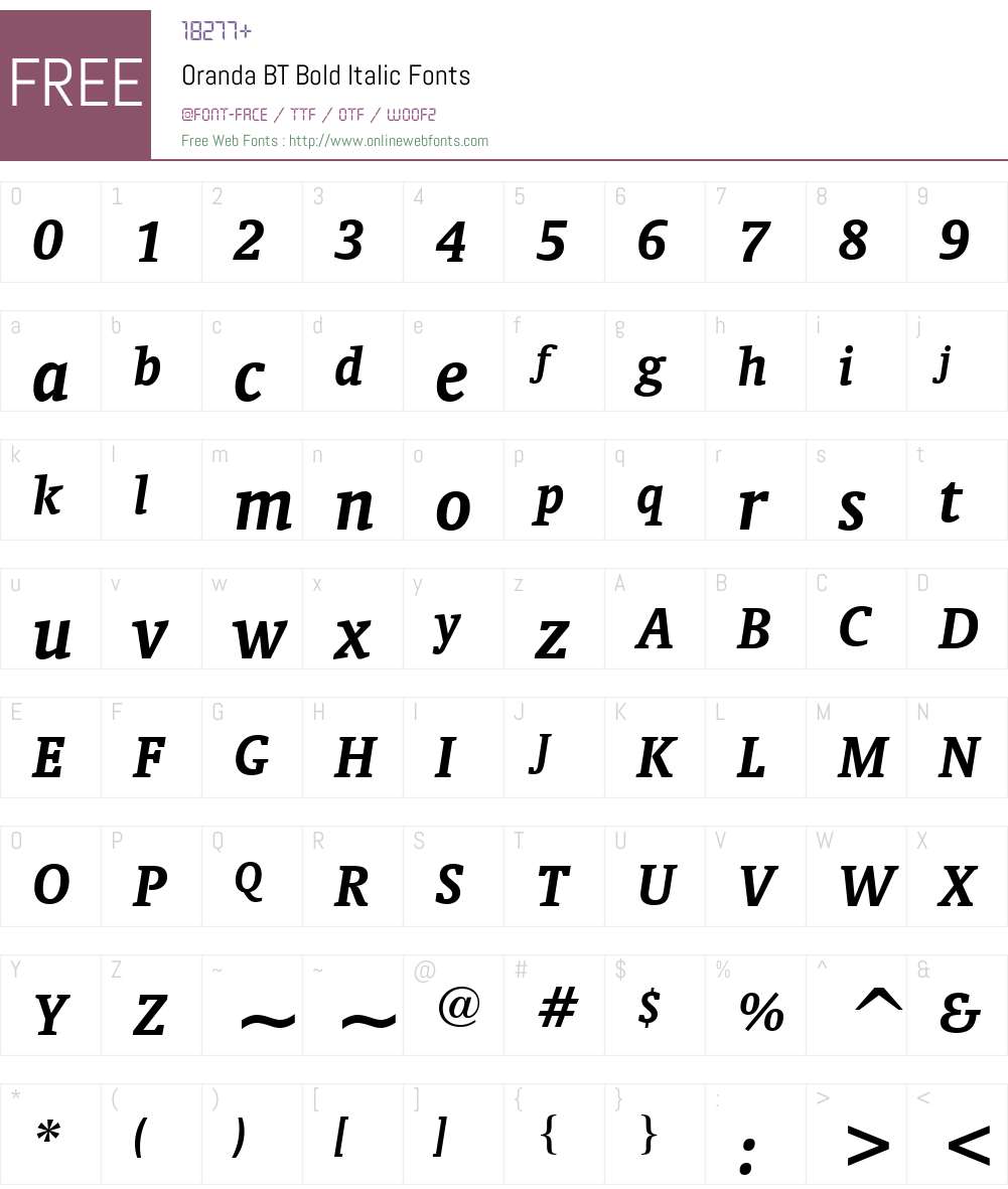 Oranda BT Font Screenshots