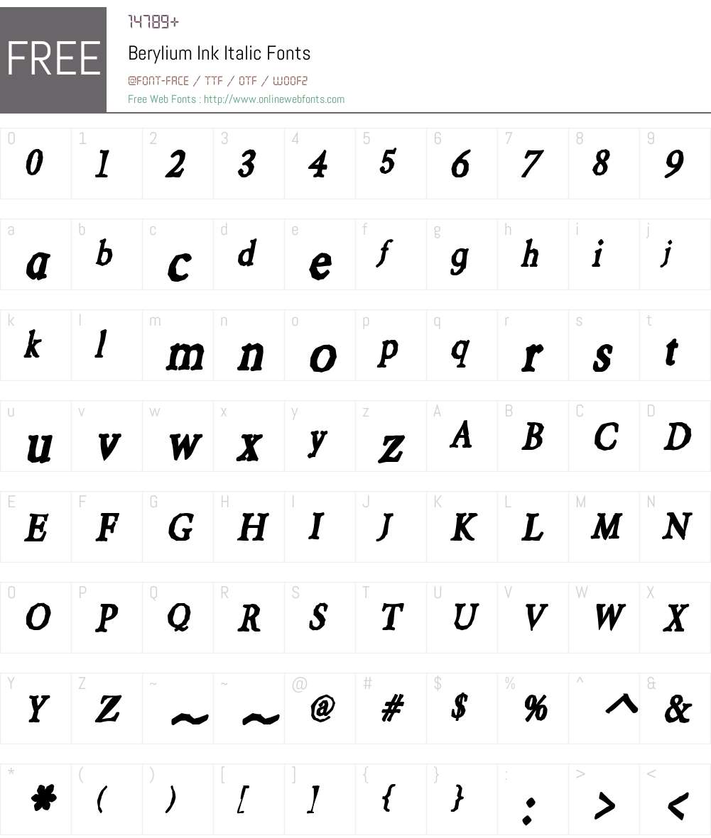 Berylium Ink Font Screenshots
