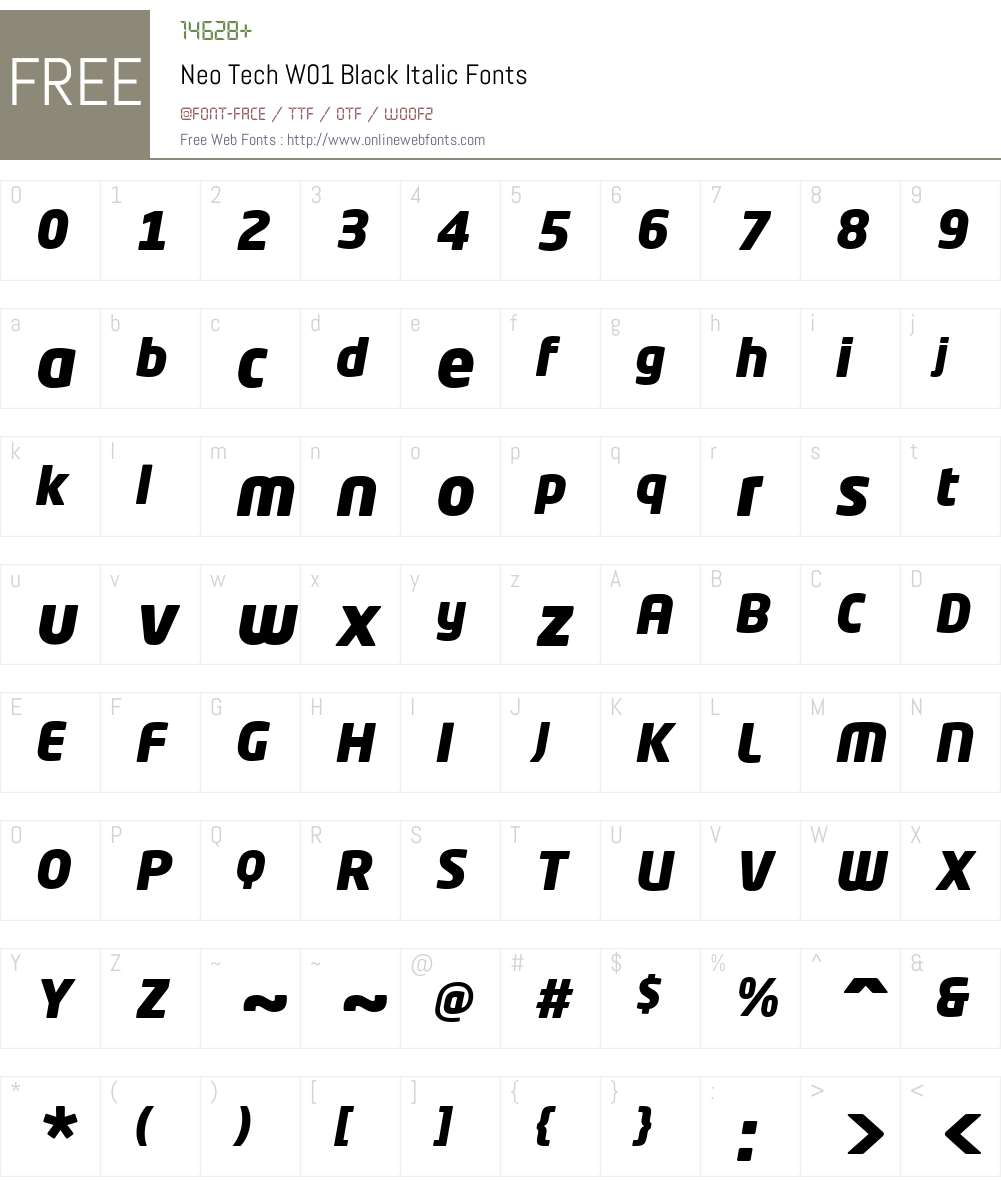 NeoTechW01-BlackItalic Font Screenshots