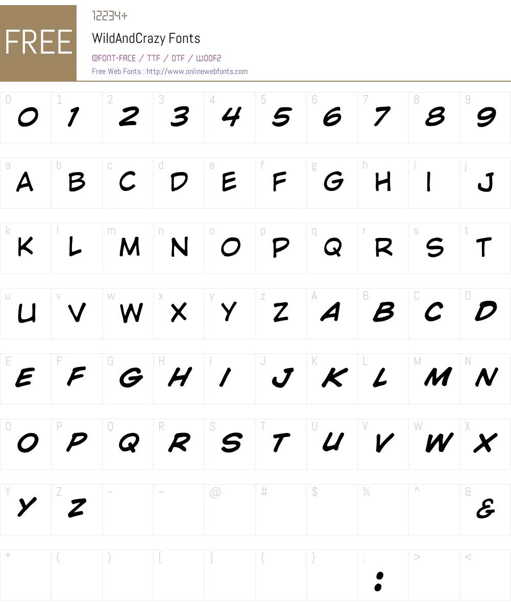 WildAndCrazy Font Screenshots