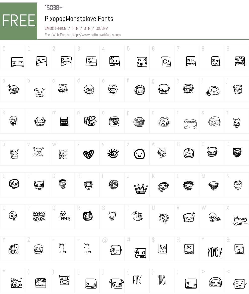 PixopopMonstalove Font Screenshots