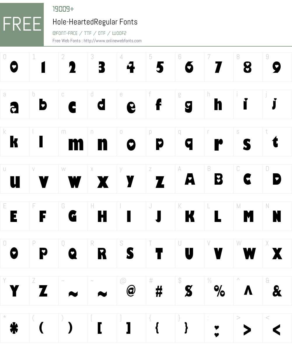Hole-Hearted Font Screenshots