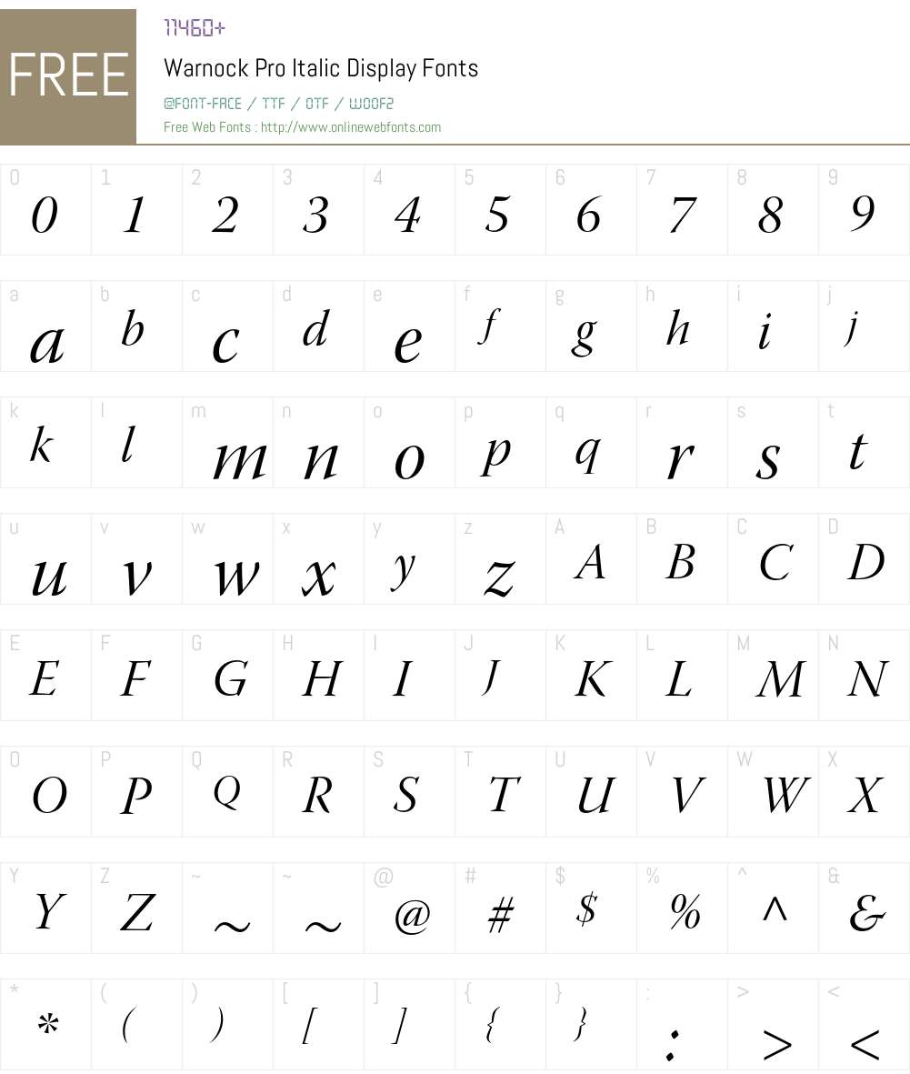 Warnock Pro Font Screenshots