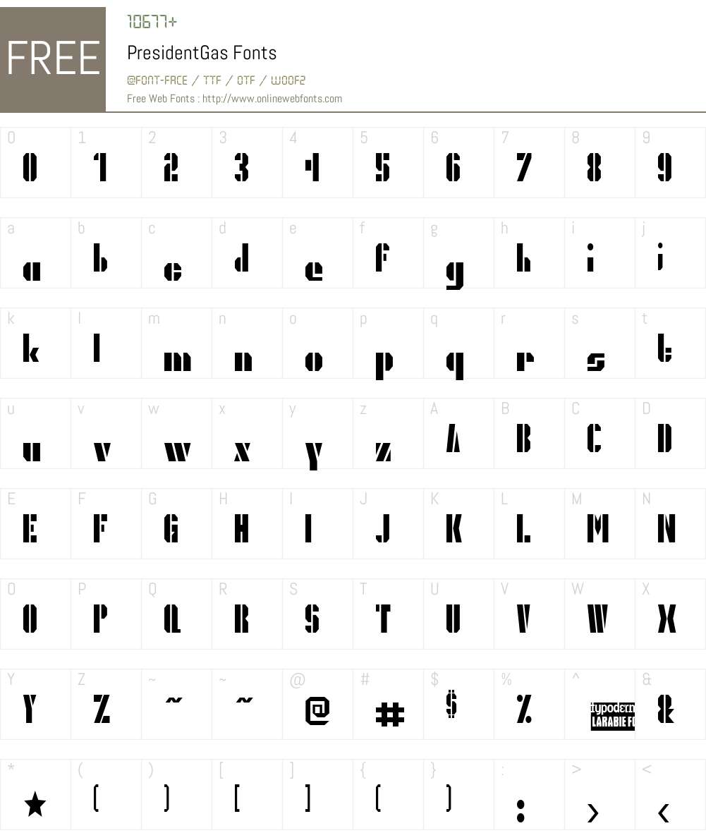 PresidentGas Font Screenshots