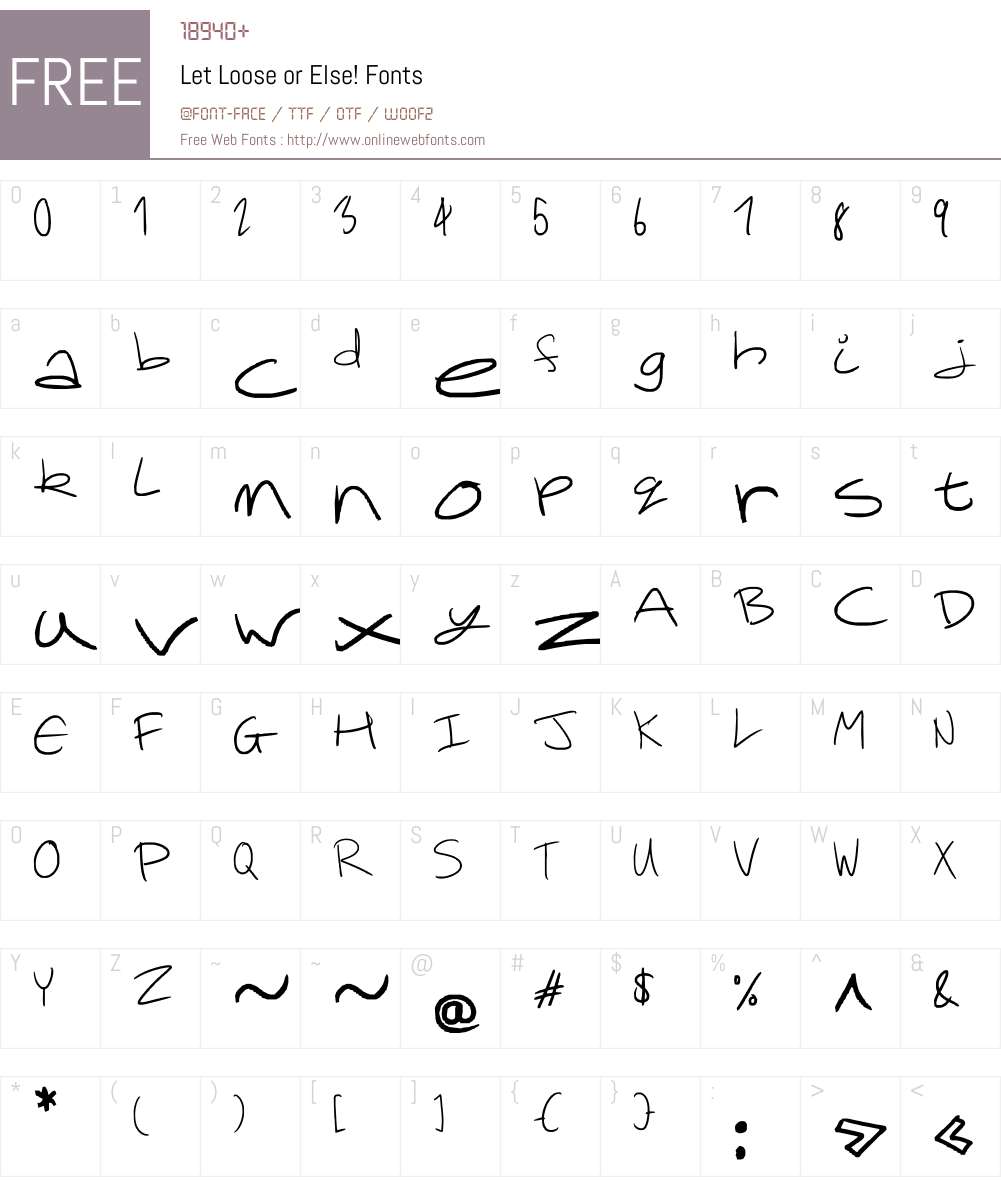 Let Loose or Else! Font Screenshots