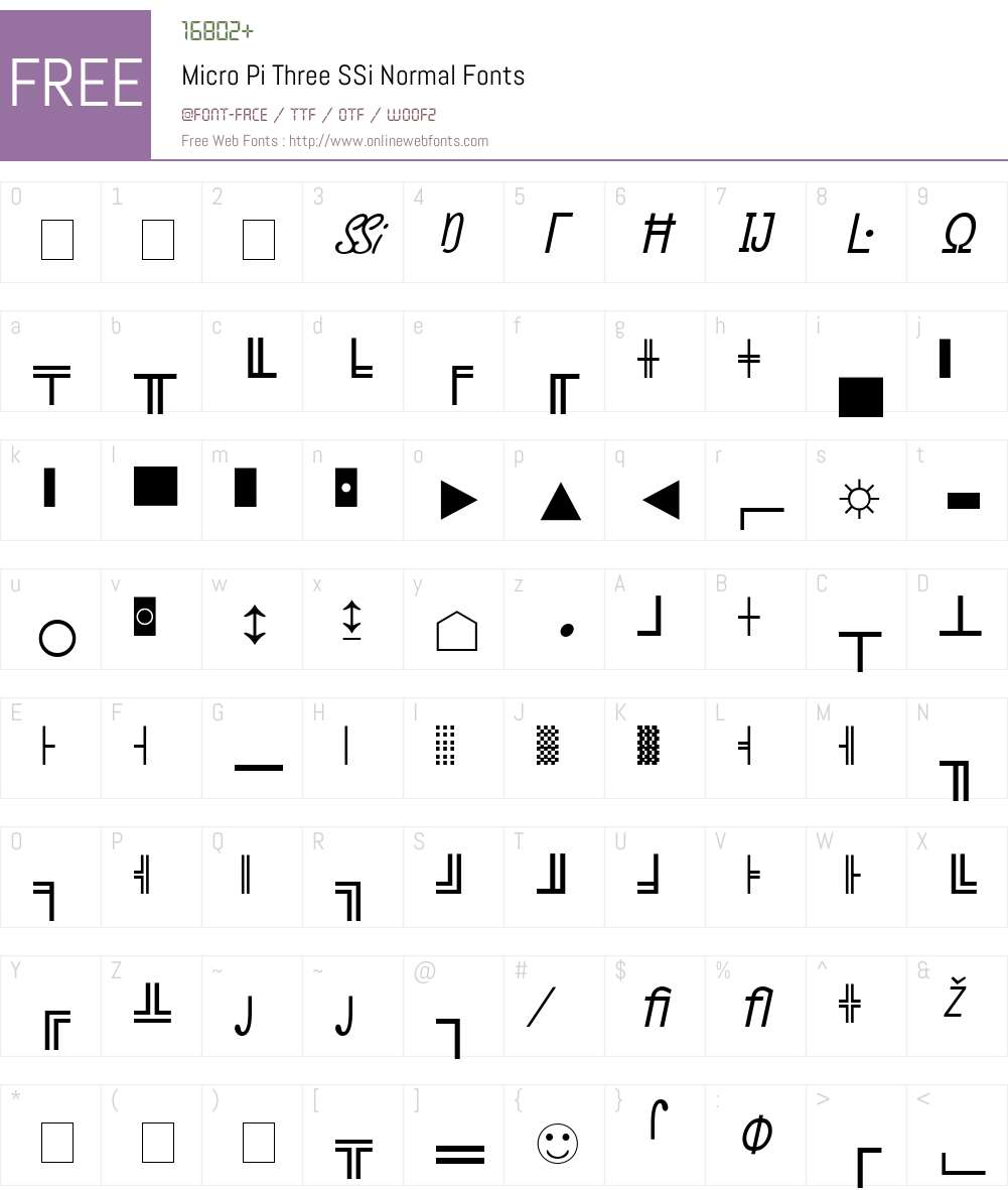 Micro Pi Three SSi Font Screenshots