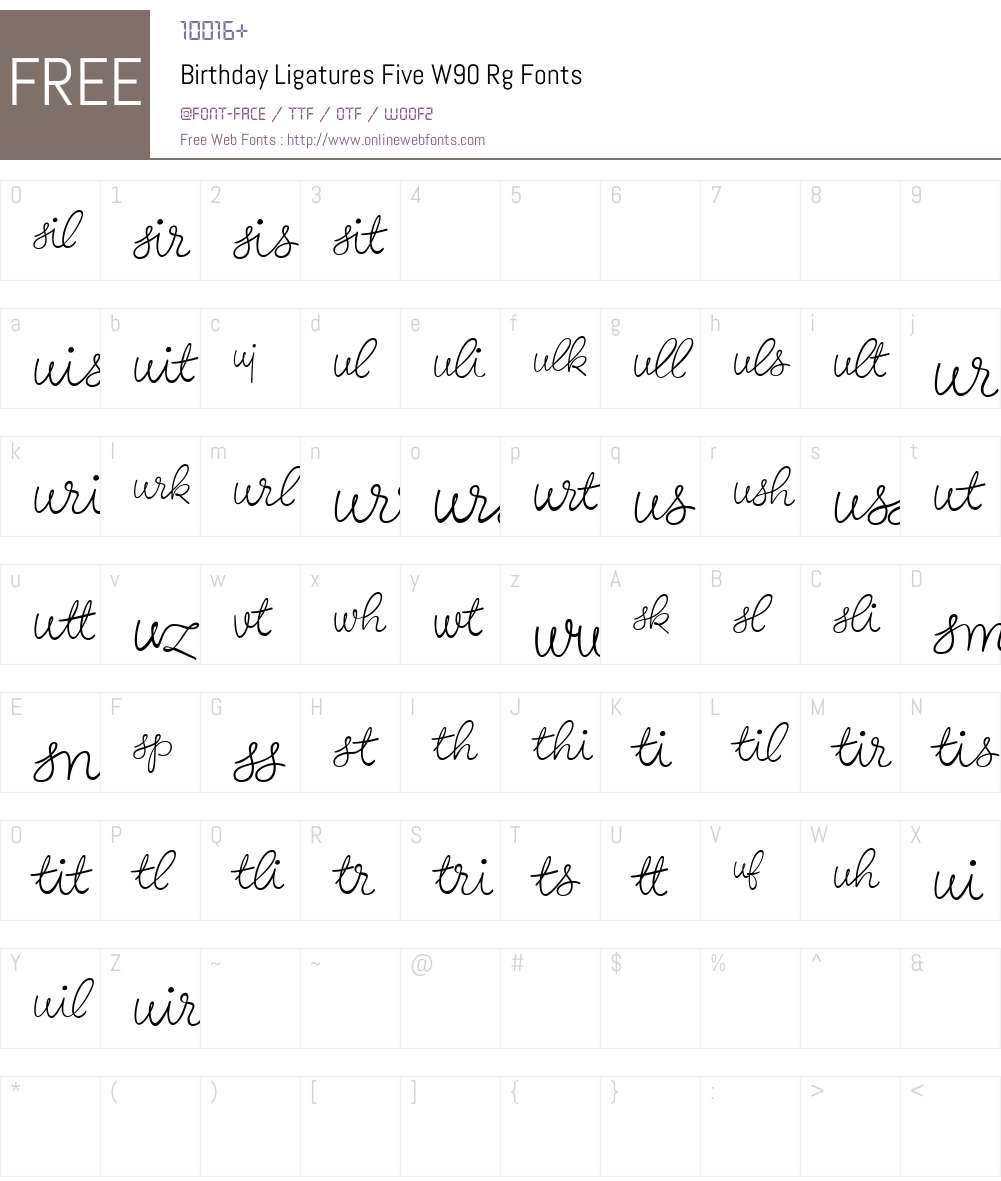 BirthdayLigaturesFiveW90 Font Screenshots