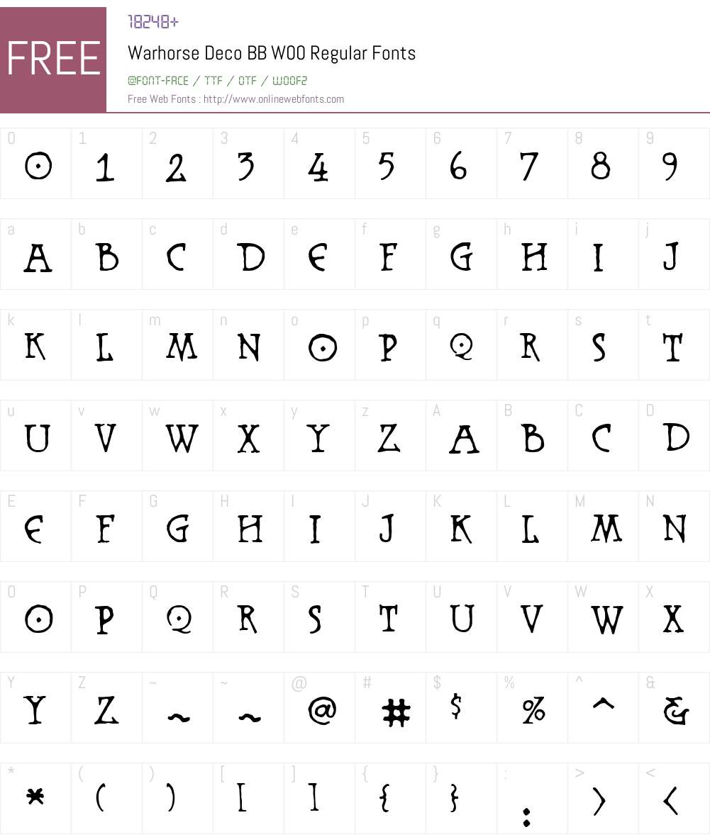 WarhorseDecoBBW00-Regular Font Screenshots