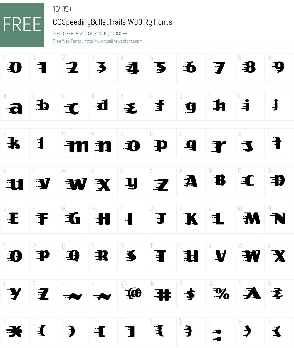 CCSpeedingBulletTrailsW00 Font Screenshots