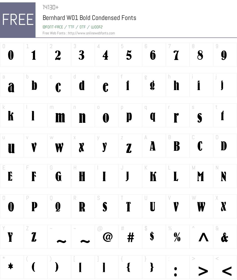 BernhardW01-BoldCondensed Font Screenshots