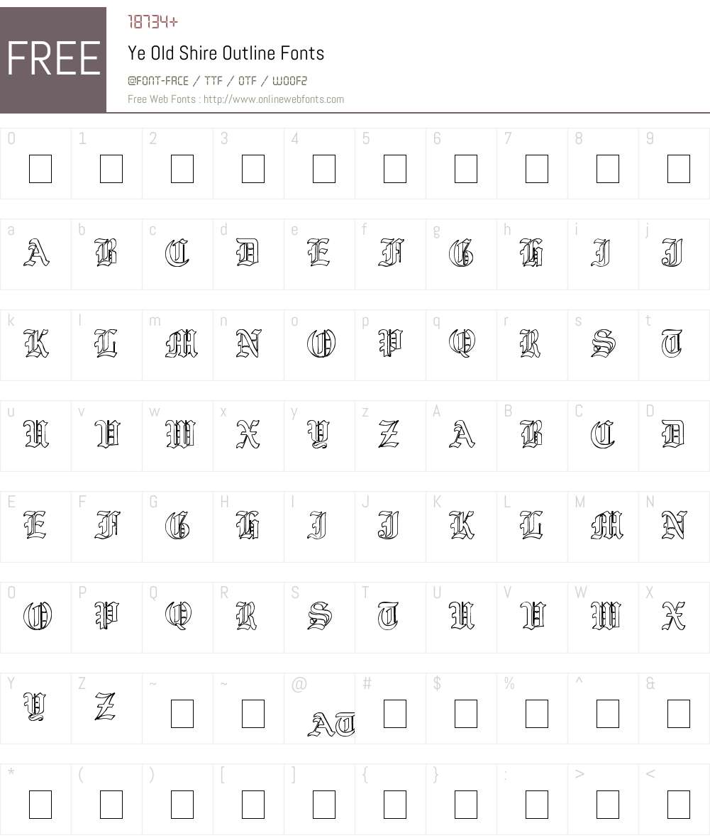 Ye Old Shire Outline Font Screenshots
