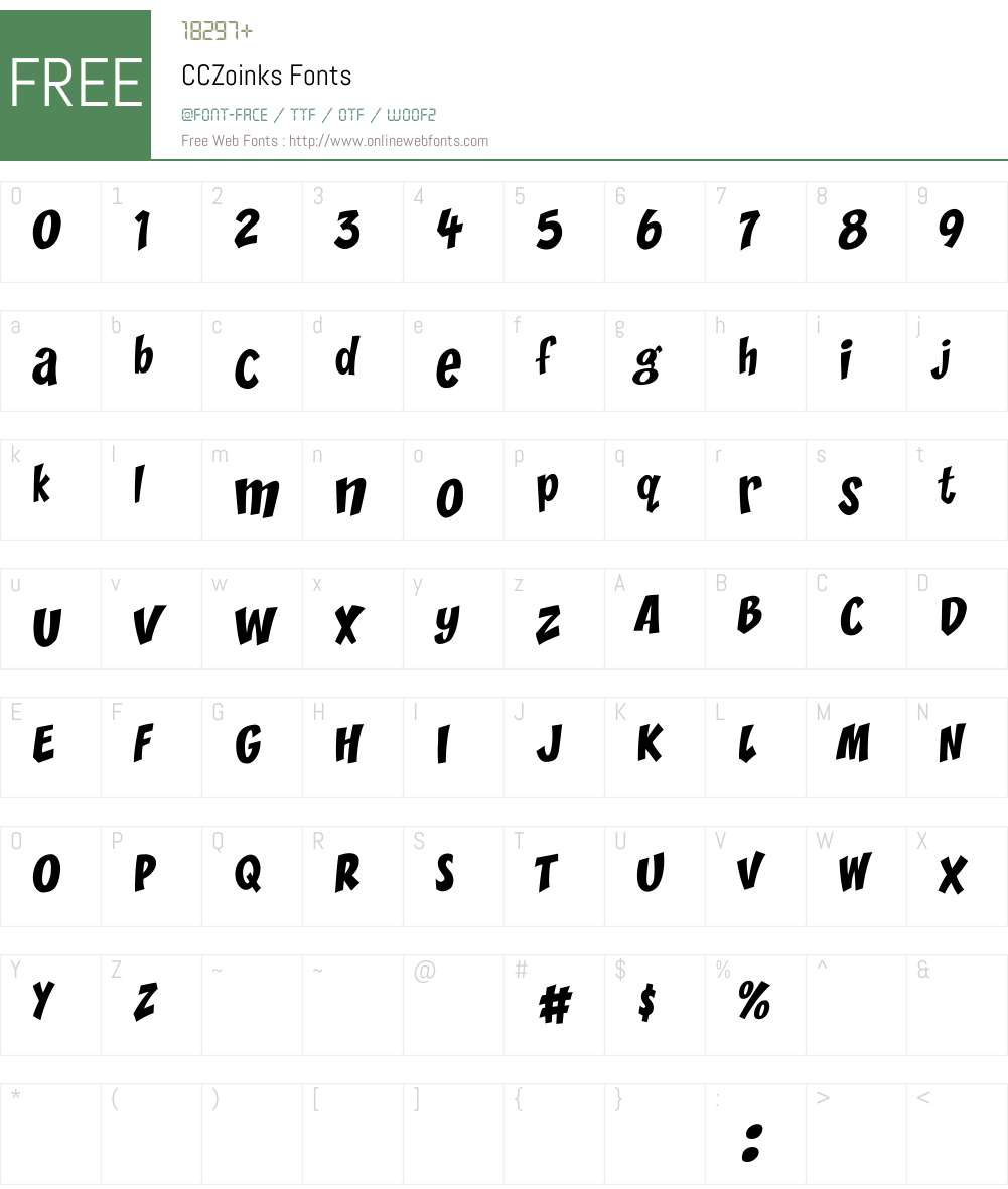 CCZoinks Font Screenshots