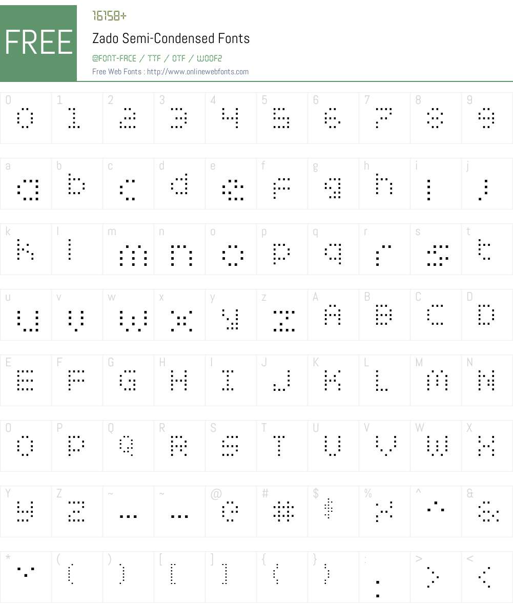 Zado Semi-Condensed Font Screenshots