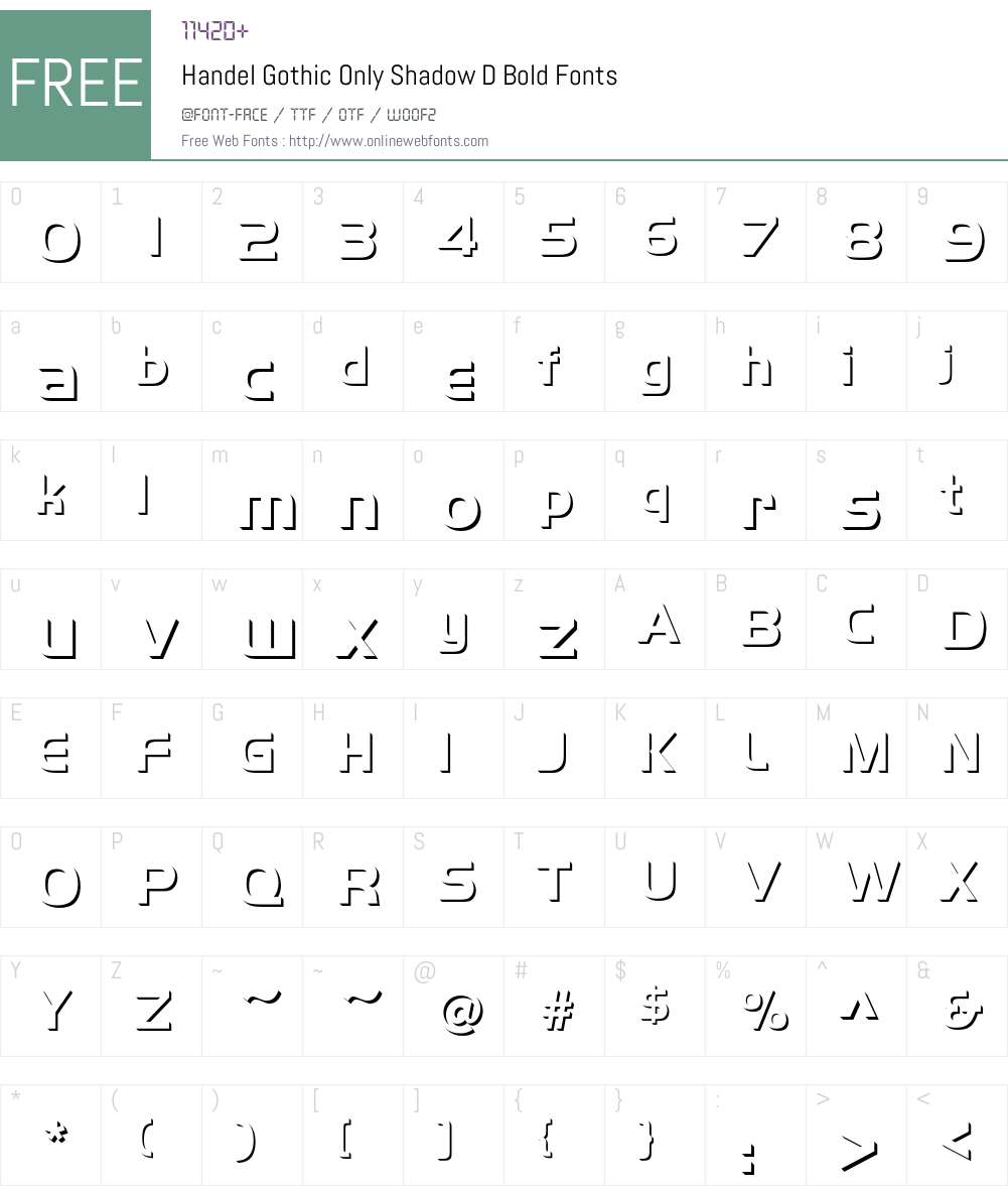 Handel Gothic Only Shadow D Font Screenshots