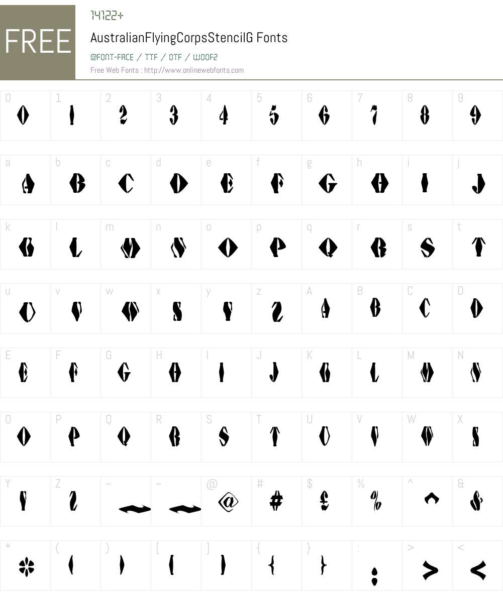 AustralianFlyingCorpsStencilG Font Screenshots