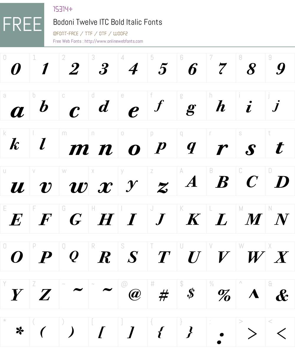 Bodoni Twelve ITC Font Screenshots