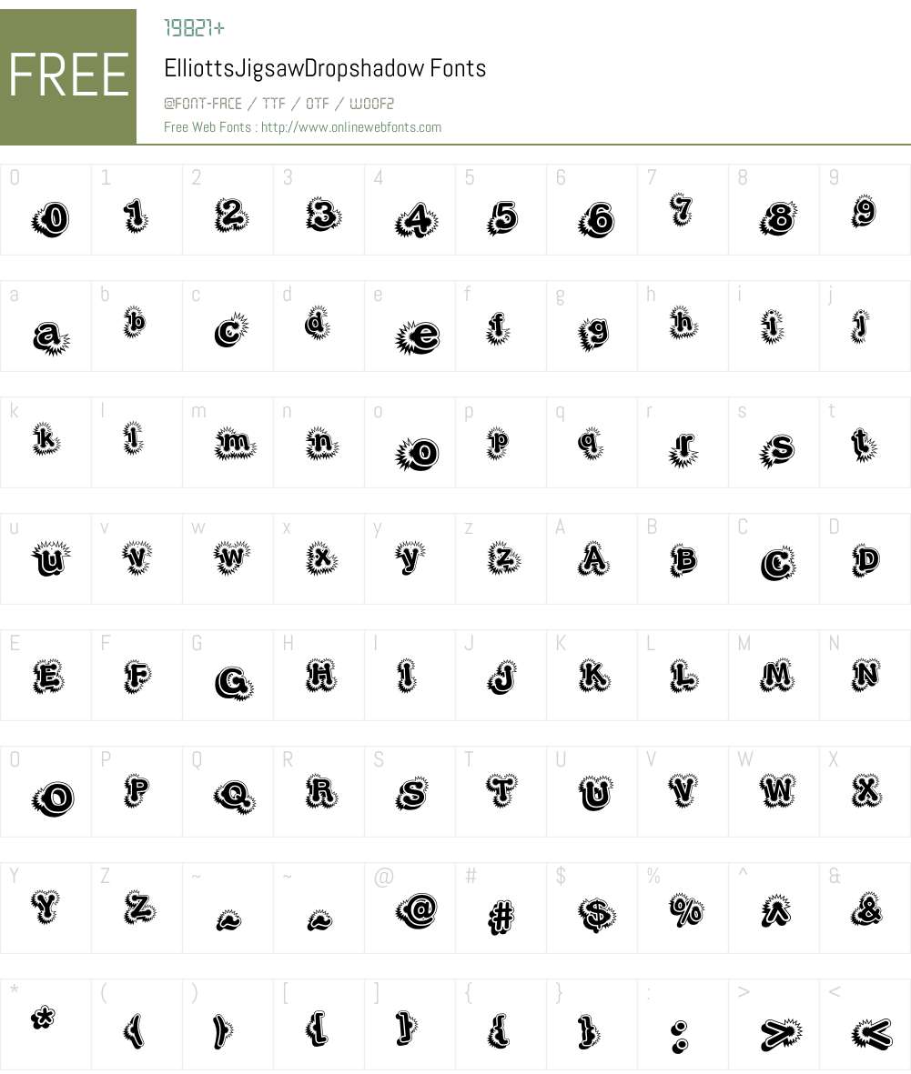 ElliottsJigsawDropshadow Font Screenshots