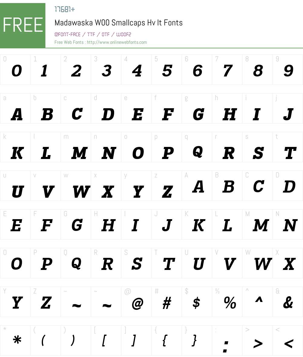 MadawaskaW00-SmallcapsHvIt Font Screenshots
