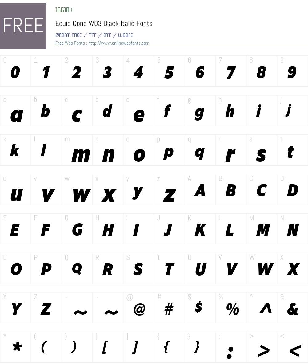 EquipCondW03-BlackItalic Font Screenshots